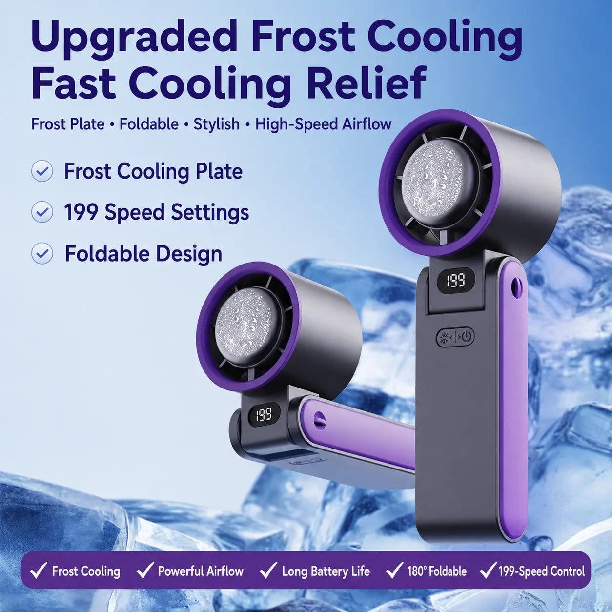 Portable Fan Handheld High Speed Fan 199 Adjustable Levelsfoldable for Summer Travel Vacation Essentials& Outdooractivities Cool Fan