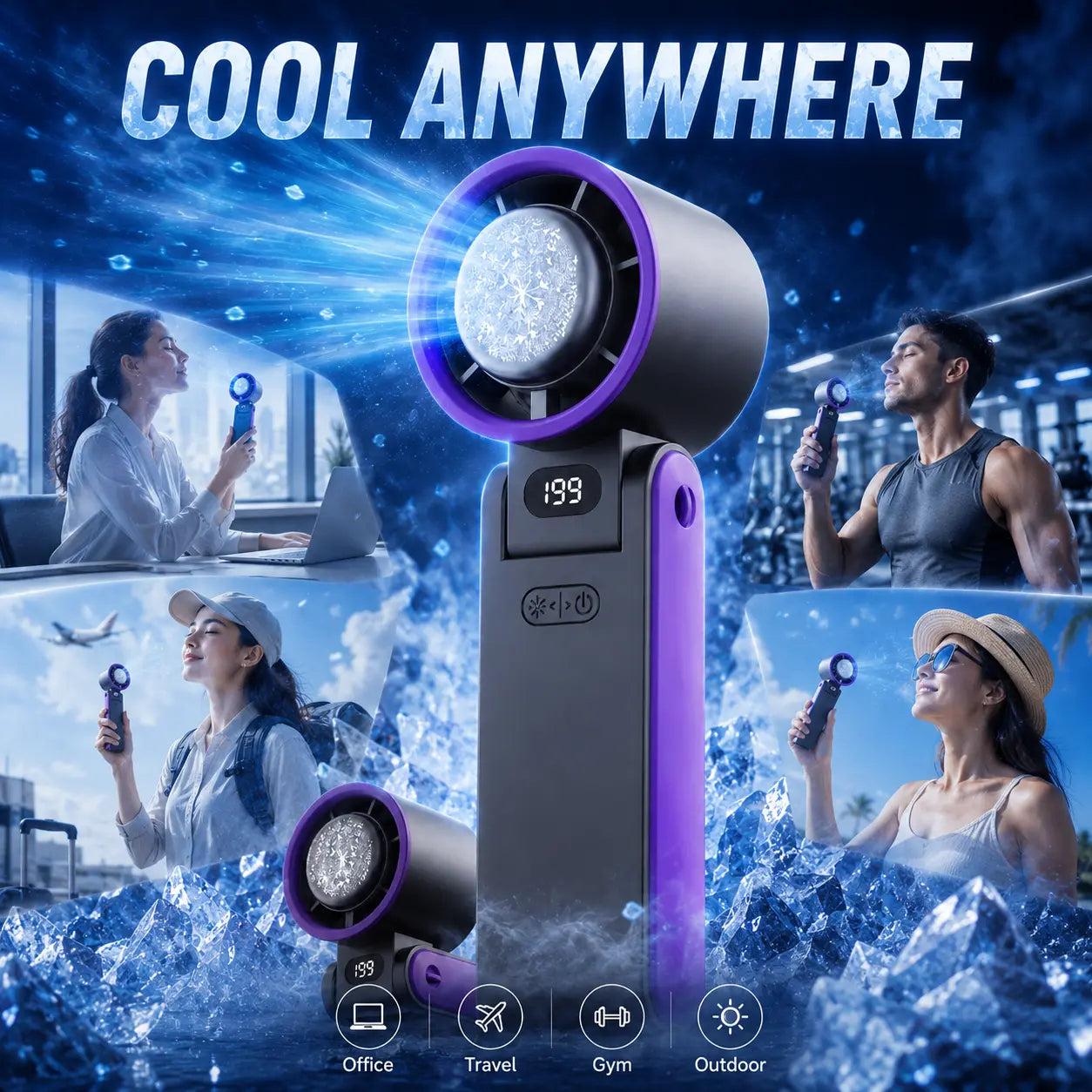 Portable Fan Handheld High Speed Fan 199 Adjustable Levelsfoldable for Summer Travel Vacation Essentials& Outdooractivities Cool Fan
